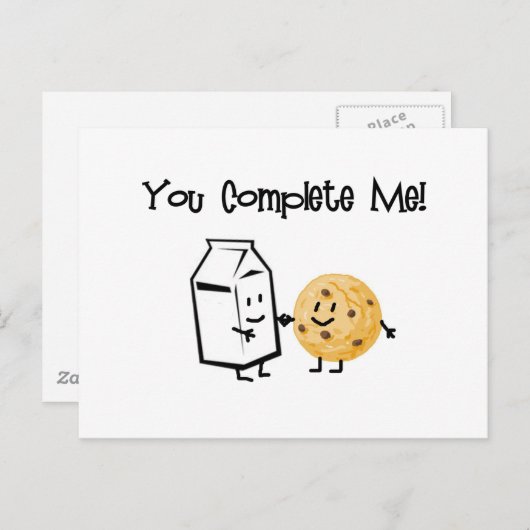 Milch und Plätzchen Postkarte (Vorne/Hinten)