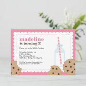 Milch und Plätzchen-Rosa und Brown laden ein Einladung (Stehend Vorderseite)