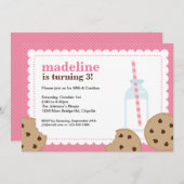 Milch und Plätzchen-Rosa und Brown laden ein Einladung (Vorne/Hinten)