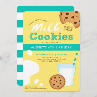 Milch und Schokolade Chip Cookies Geburtstag Einla Einladung