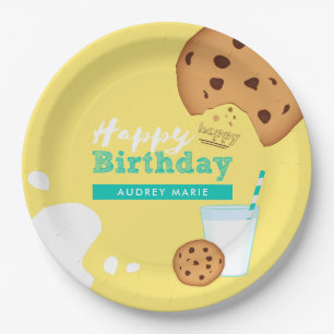Milch und Schokolade Chip Cookies Happy Birthday Pappteller