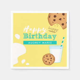 Milch und Schokolade Chip Cookies Happy Birthday Serviette