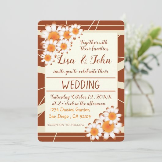 Milch und Streifen rust moderne Hochzeitseinladung Einladung (Stehend Vorderseite)