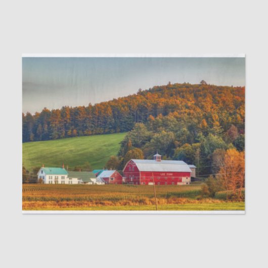 Milchbauernhof Vermont im Herbst Seidenpapier (Vorderseite)