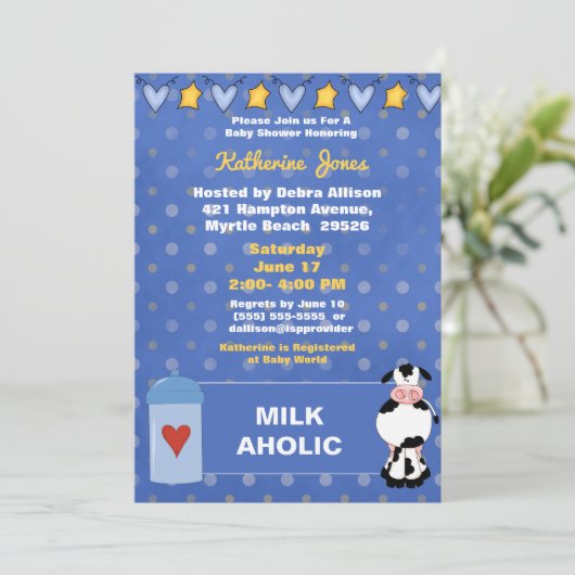 Milchdusche Einladung (Stehend Vorderseite)