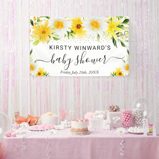 Milchdusche und gelbe Blumen Begrüßung Banner (Party)