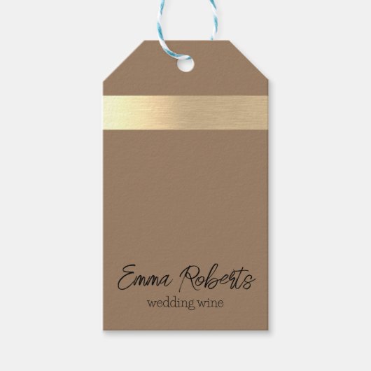 Milchkaffee Brown Gold Foil Rustikale Imitate Geschenkanhänger (Vorderseite)