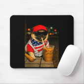 Milchkaffee Nachtleben Mops Hund Junge Mädchen lus Mousepad (Mit Mouse)
