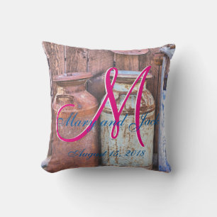 Milchkannen Vintage Metall Rustikal Antik Monogram Kissen