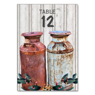 Milchkannen Vintage Metall Rustikal Antik Monogram Tischnummer