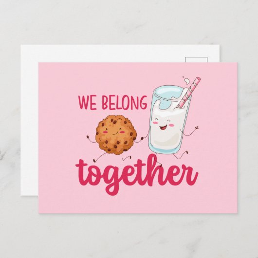 Milchkekse gehören zusammen zum Niedlichen Valenti Postkarte (Vorne/Hinten)