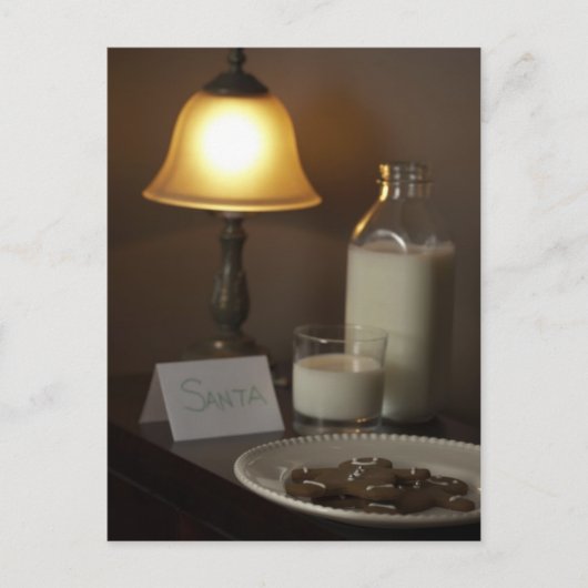 Milchkekse Weihnachtsmann Feiertagspostkarte (Vorderseite)