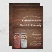 Milchkonserven Land Hochzeit rustikalen alten Baue Einladung (Vorne/Hinten)