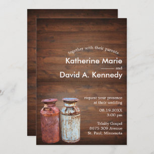 Milchkonserven Land Hochzeit rustikalen alten Baue Einladung