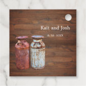 Milchkonserven Land Hochzeit rustikalen alten Baue Geschenkanhänger (Rückseite)