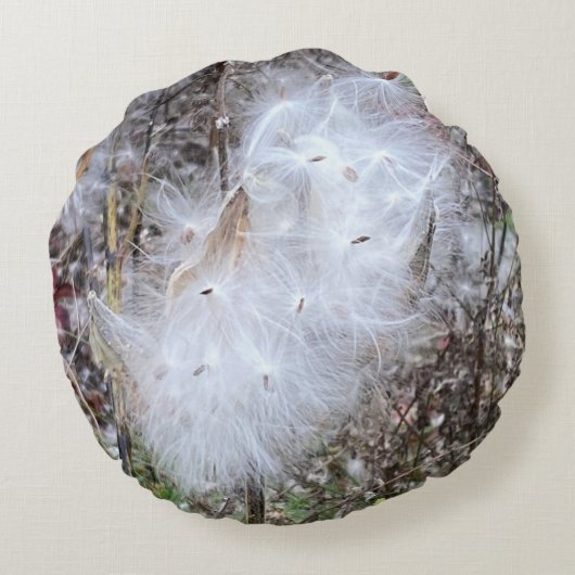 Milchkraut und Seide Rundes Kissen (Rückseite)