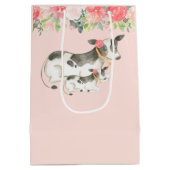 Milchkuh, floral, gelegentlich Geschenktasche Mittlere Geschenktüte (Rückseite)