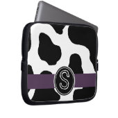 Milchkuh-Muster mit lila mit Monogramm Laptopschutzhülle (Vorne Rechts)