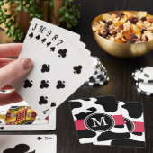 Milchkuh Muster mit Mit Monogramm Rot Spielkarten (In Situ)