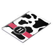Milchkuh-Muster mit rotem mit Monogramm Notizblock (Linke Seite)