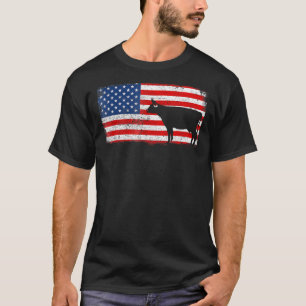Milchkuh Patriotische Amerikanische Flagge Vintage T-Shirt