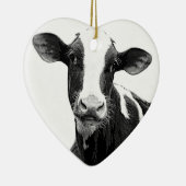 Milchkuh - Schwarzweiss-Molkereikalb Keramikornament (Rechts)