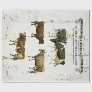 Milchkuh-Vintage Art-alte rustikale Kühe Geschenkpapier