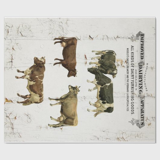 Milchkuh-Vintage Art-alte rustikale Kühe Geschenkpapier (Flach)