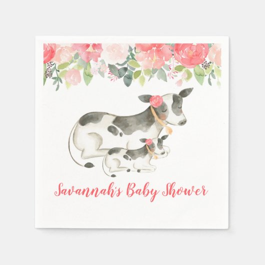 Milchkühe Farm Floral Peony Barnyard Napkins Serviette (Vorderseite)