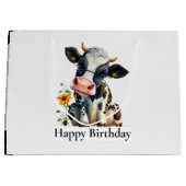Milchkühe Happy Birthday White Große Geschenktüte (Vorderseite)