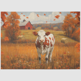 Milchkühe Herbstfarm Landschaftsbild Seidenpapier