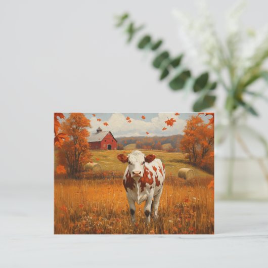 Milchkühe Herbstlandschaft Postkarte (Stehend Vorderseite)