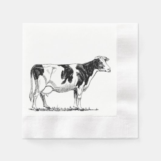 Milchkühe Holstein Fresian Pencil Zeichnend Serviette (Vorderseite)