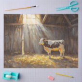 Milchkühe in einem Stall Rustikal Farm Decoupage Seidenpapier (Basteln)