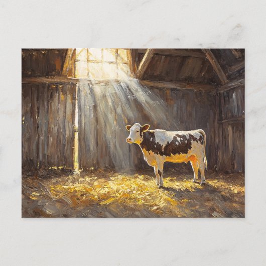Milchkühe in einer rustikalen Scheune Postkarte (Vorderseite)