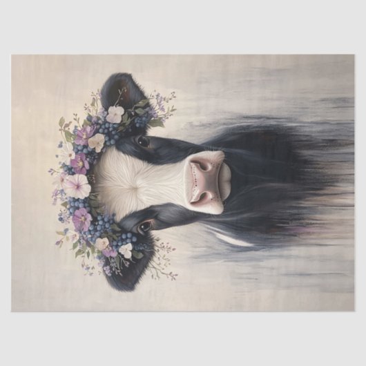 Milchkühe Lila Blume Kronen Dekoupage Seidenpapier (Vorderseite)