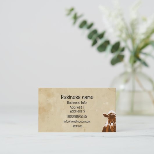 Milchkühe oder Bio Rindfleisch Visitenkarte (Stehend Vorderseite)