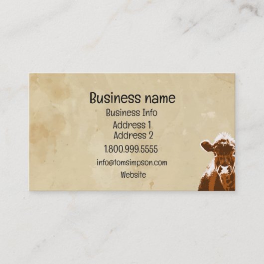 Milchkühe oder Bio Rindfleisch Visitenkarte (Vorderseite)