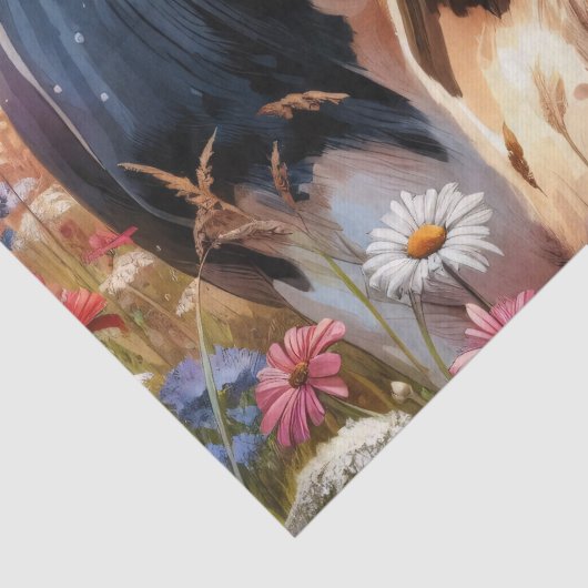 Milchkühe und Kalbfleisch Wildblume Seidenpapier (Detail)