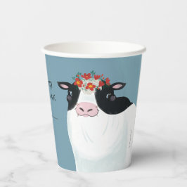 Milchkühe und Rote Blume Pappbecher