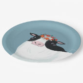 Milchkühe und Rote Blume Pappteller (Schrägansicht)