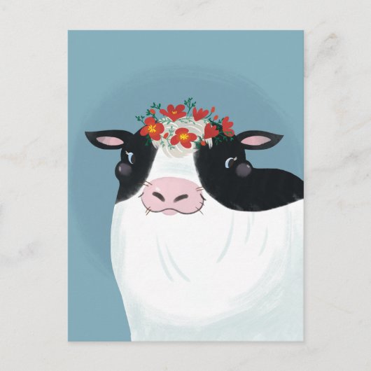 Milchkühe und Rote Blume Postkarte (Vorderseite)