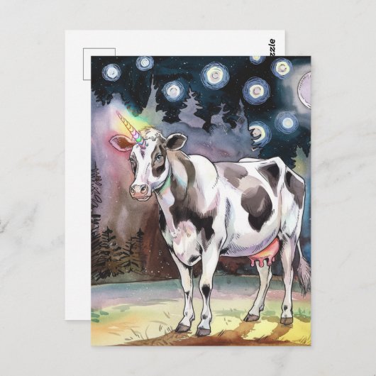Milchkühe Unicorn Postkarte (Vorne/Hinten)