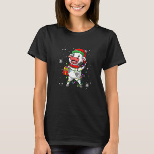 Milchkühe Weihnachtslicht Led Weihnachtsmannmütze T-Shirt
