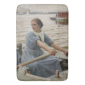 Milchmädchen auf einem Ruderboot (von Albert Edelf Badematte (Vorderseite Vertikal)