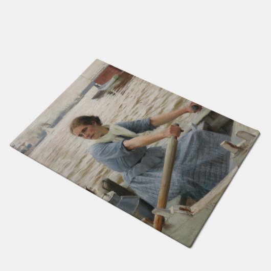 Milchmädchen auf einem Ruderboot (von Albert Edelf Fußmatte (Schrägansicht)