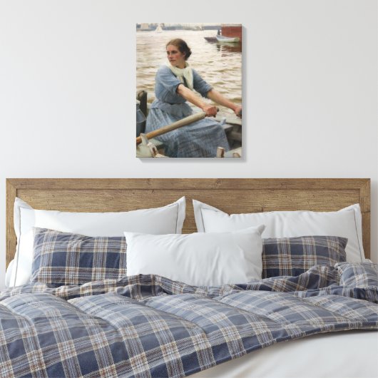 Milchmädchen auf einem Ruderboot (von Albert Edelf Leinwanddruck (Insitu (Schlafzimmer))