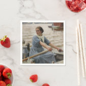 Milchmädchen auf einem Ruderboot (von Albert Edelf Serviette (Beispiel)