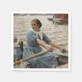 Milchmädchen auf einem Ruderboot (von Albert Edelf Serviette (Vorderseite)