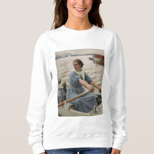Milchmädchen auf einem Ruderboot (von Albert Edelf Sweatshirt (Vorderseite)